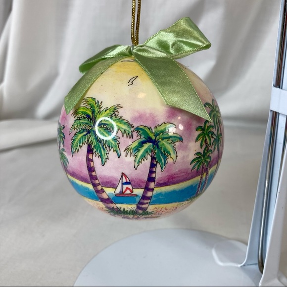 Puerto Rico Ornament Christmas Tree Decoration Gift Boxed Palm Trees Sail Boats - Picture 2 of 5
